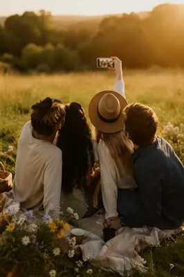 Joyful Friends Taking Outdoor Fellowship Selfie