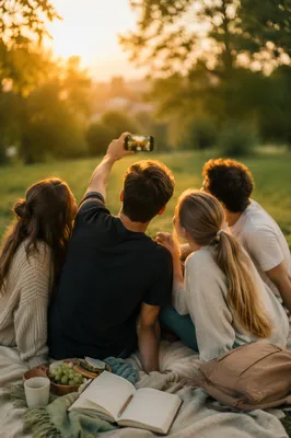 Friends Outdoor Fellowship Selfie Picnic