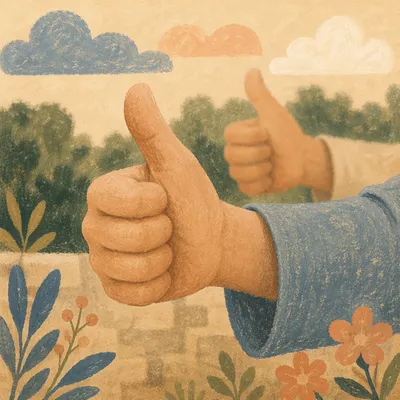 Encouraging Thumbs Up Hands Close Up