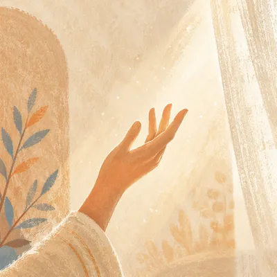 Hopeful Hand Reaching Into Morning Light