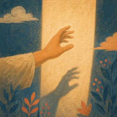 Gentle Hand Reaching Toward Golden Light
