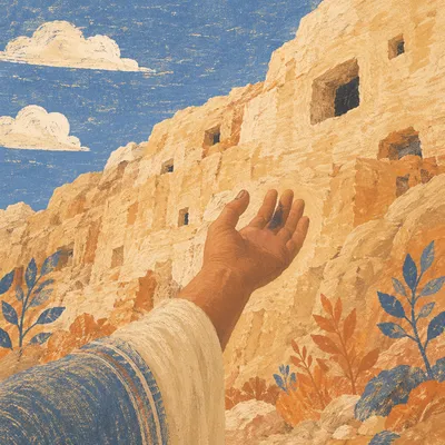 Hopeful Hand Reaching Toward Desert Sky