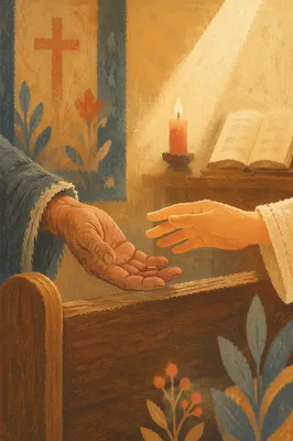 Hands Reaching in Chapel Prayer