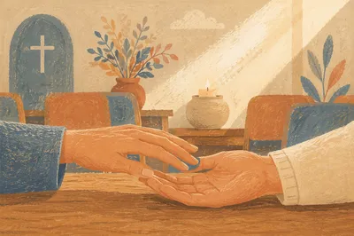 Gentle Hands Offering Prayerful Comfort
