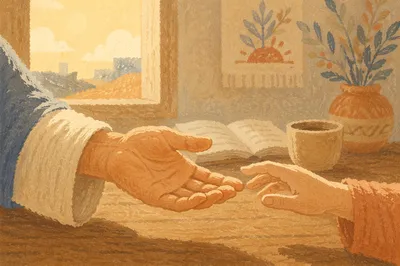 Gentle Hands Reaching in Morning Prayer