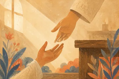 Helping Hands in Warm Church Light