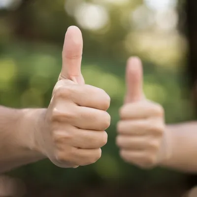 Friendly Hands Giving Thumbs Up Outdoors