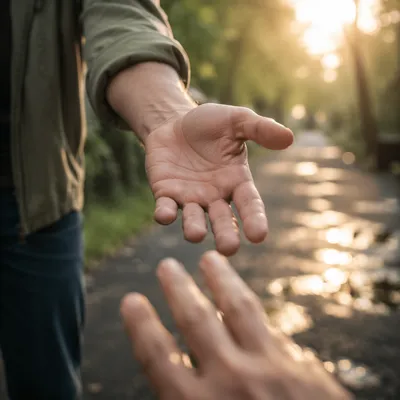 Helping Hand Reaching Forward in Park