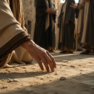 Compassionate Hand Reaching Toward Dusty Courtyard