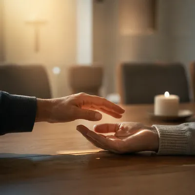 Gentle Hands Reaching in Prayerful Comfort