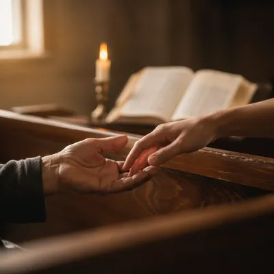 Compassionate Hands Reaching Across Chapel Pew