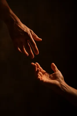Hands Reaching in Warm Studio Light