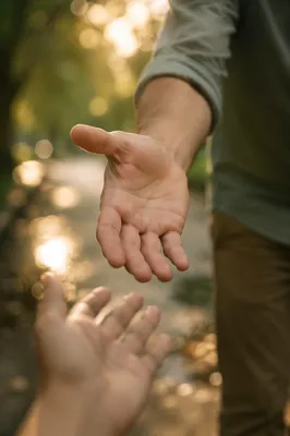 Helping Hand Reaching Forward in Park