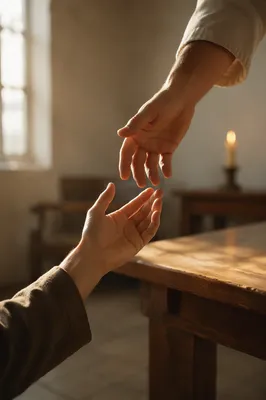 Helping Hands in Warm Church Light