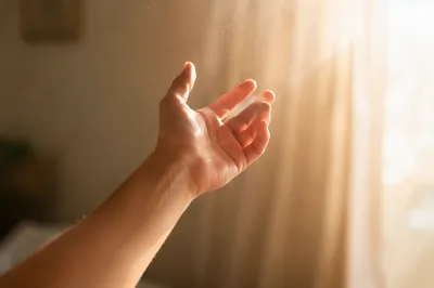 Hand Reaching Toward Morning Light