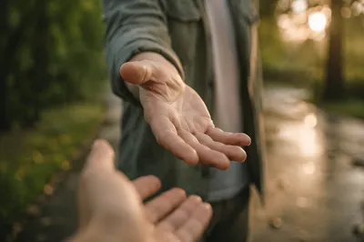 Hopeful Helping Hand Reaching Forward