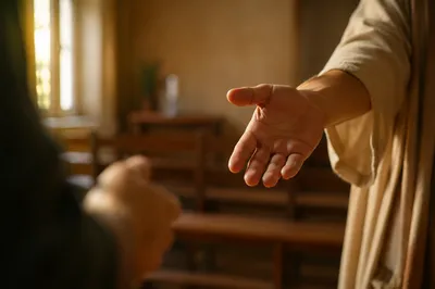 Gentle Hand Reaching in Chapel Fellowship