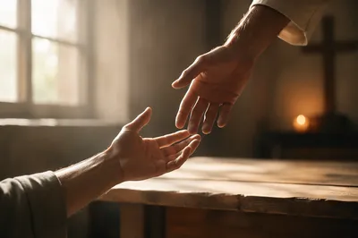 Helping Hands in Warm Church Light