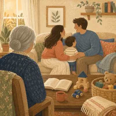 Happy Family in Cozy Living Room