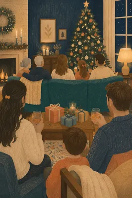 Festive Family Gathering in Cozy Living Room