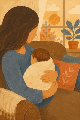 Tender Family Moment in Cozy Living Room
