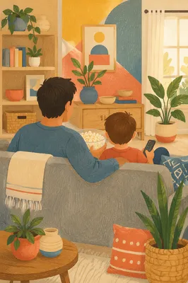 Happy Family Movie Time at Home