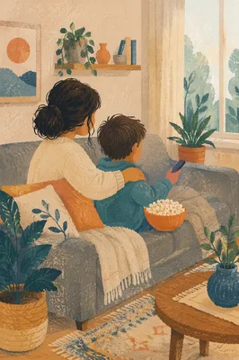 Happy Family Moment in Cozy Living Room