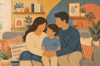 Happy Family Fellowship in Cozy Living Room
