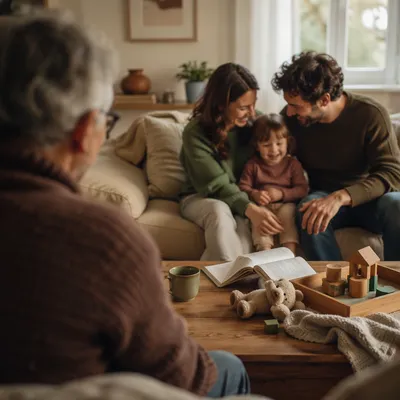 Happy Family Sharing Warm Living Room Moments