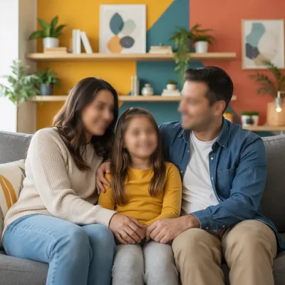 Happy Family Fellowship in Cozy Living Room