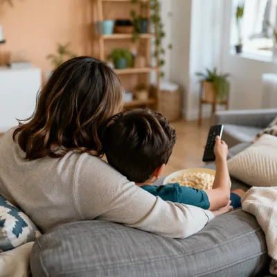 Happy Family Evening in Cozy Living Room