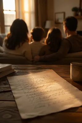 Family Prayer Notes in Cozy Living Room