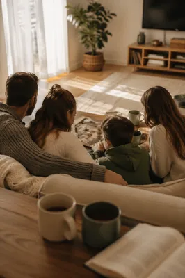 Happy Family Sunday Living Room Gathering