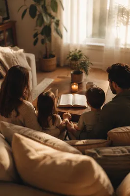 Happy Family Sharing Quiet Sunday Together