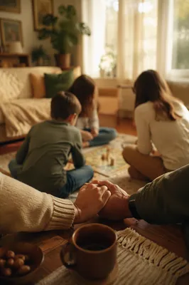 Happy Family Sunday in Cozy Living Room