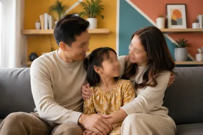 Happy Family in Cozy Living Room