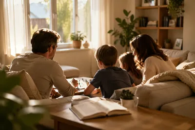 Happy Family Game Night at Home