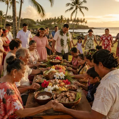 Tropical Community Feast at Sunset