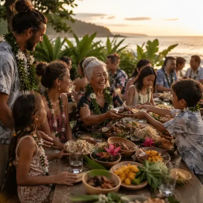 Tropical Family Feast at Sunset Garden