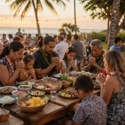 Tropical Community Feast at Sunset