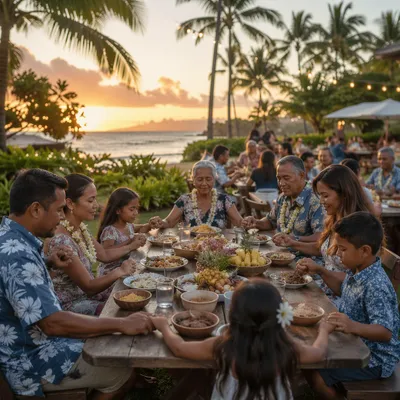 Tropical Family Feast at Sunset Garden