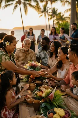 Tropical Community Feast at Golden Hour