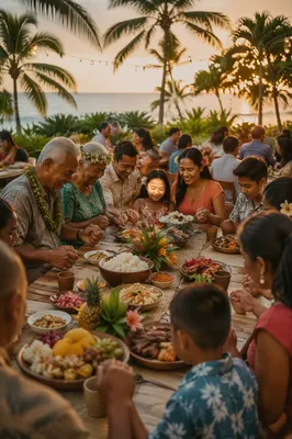 Tropical Community Feast in Coastal Garden