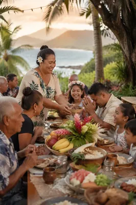 Tropical Community Meal in Coastal Garden