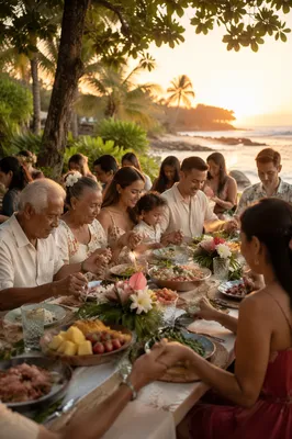 Tropical Sunset Community Feast in Garden