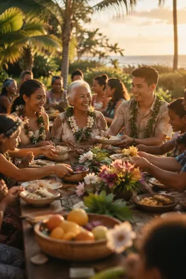 Tropical Family Feast at Sunset Garden