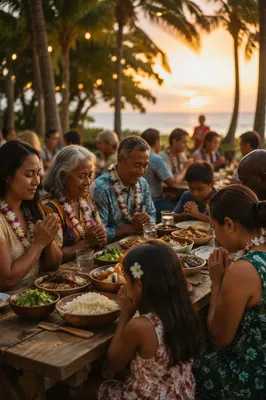 Tropical Community Feast at Sunset