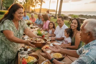 Tropical Community Feast at Sunset