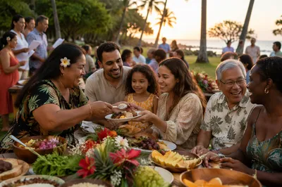 Tropical Community Feast by the Coast