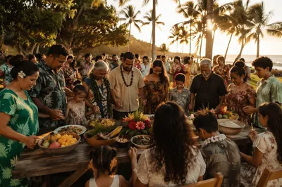 Tropical Sunset Community Feast by Shore